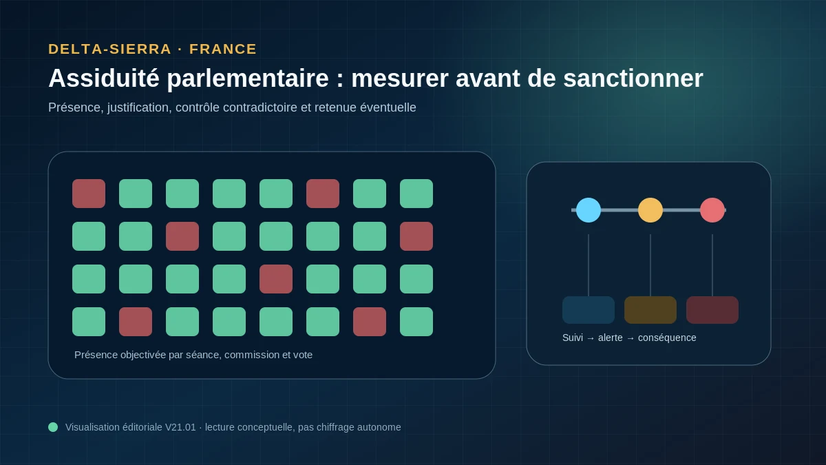 Assiduité parlementaire : présence objectivée, alerte, contradictoire et conséquence éventuelle.