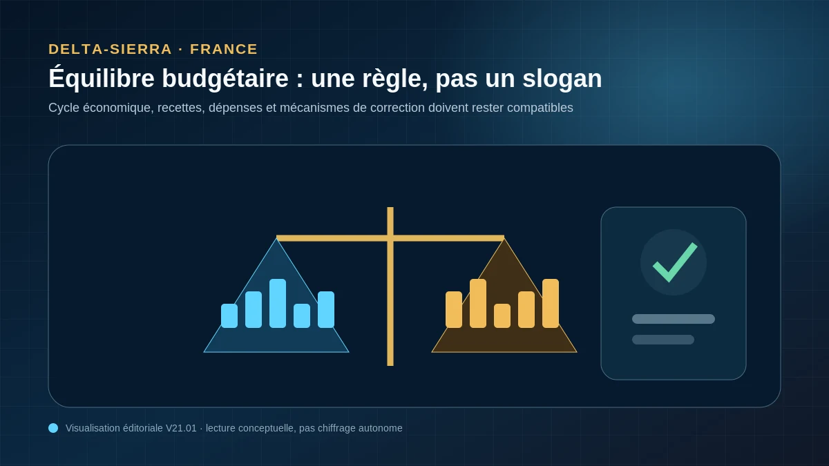 Équilibre budgétaire : articulation des recettes, dépenses, cycle économique et mécanismes de correction.