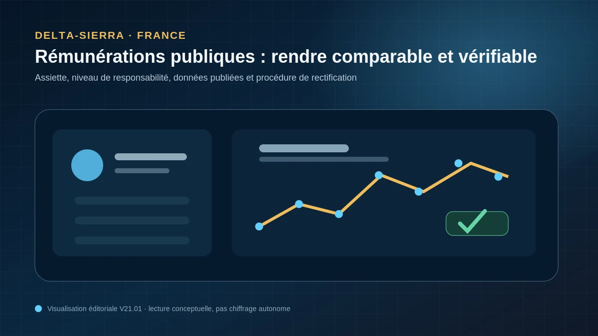 Transparence des rémunérations publiques : données comparables, vérifiables et rectifiables selon le niveau de responsabilité.