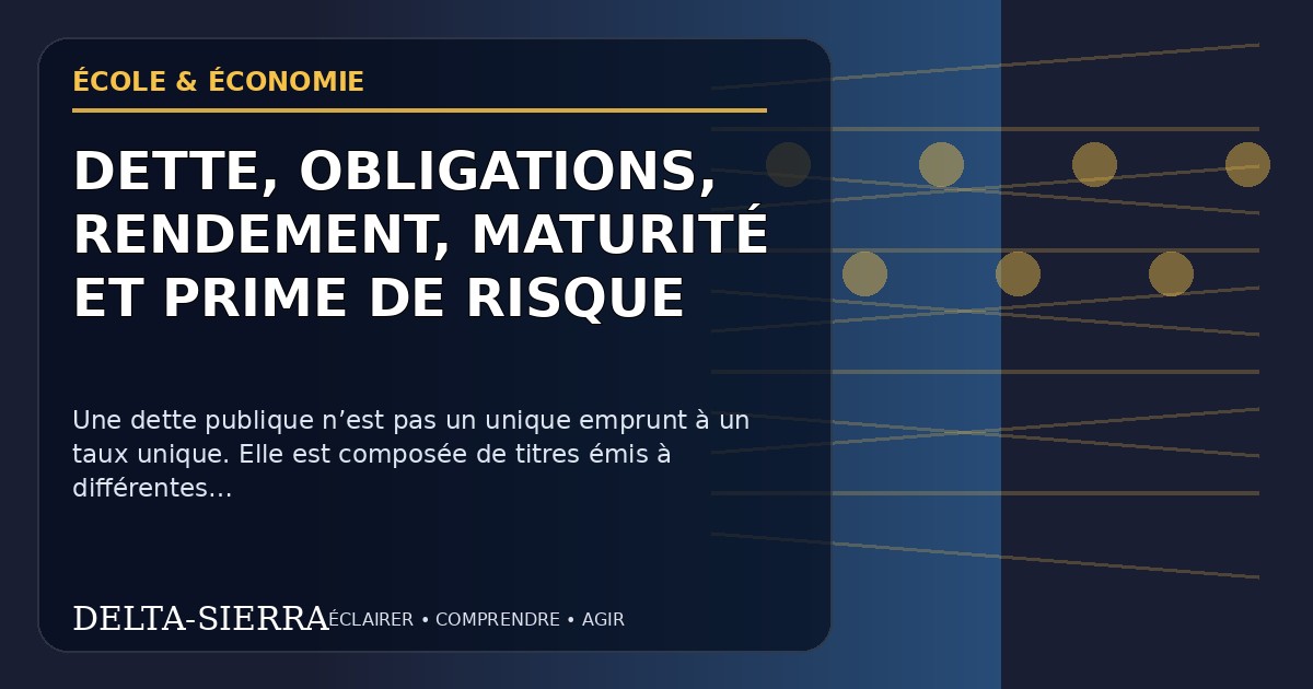 Illustration pédagogique — Dette, obligations, rendement, maturité et prime de risque