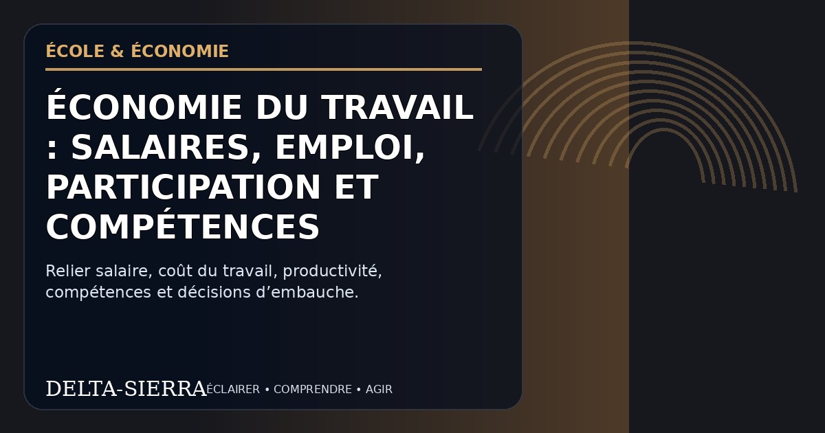Illustration pédagogique — Économie du travail : salaires, emploi, participation et compétences