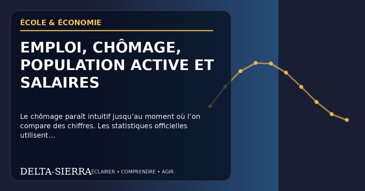 Illustration pédagogique — Emploi, chômage, population active et salaires