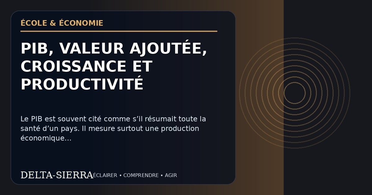 Illustration pédagogique — PIB, valeur ajoutée, croissance et productivité