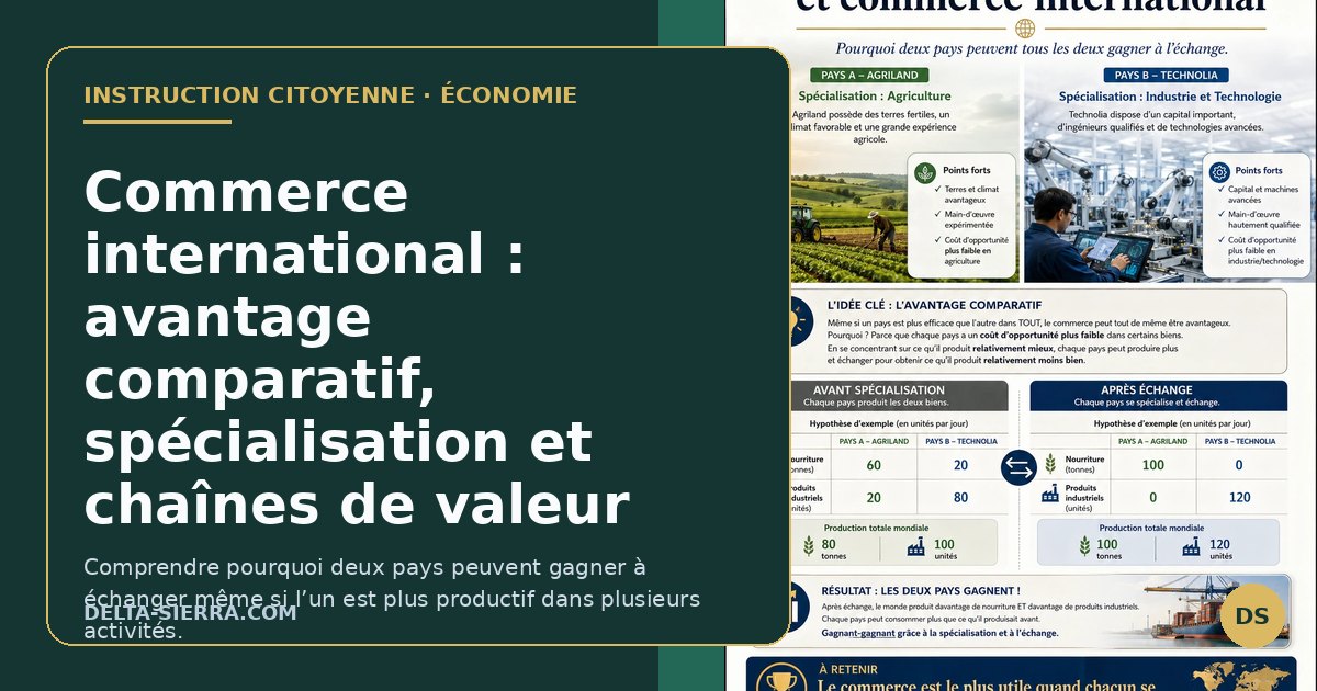 Commerce international : avantage comparatif, spécialisation et chaînes de valeur