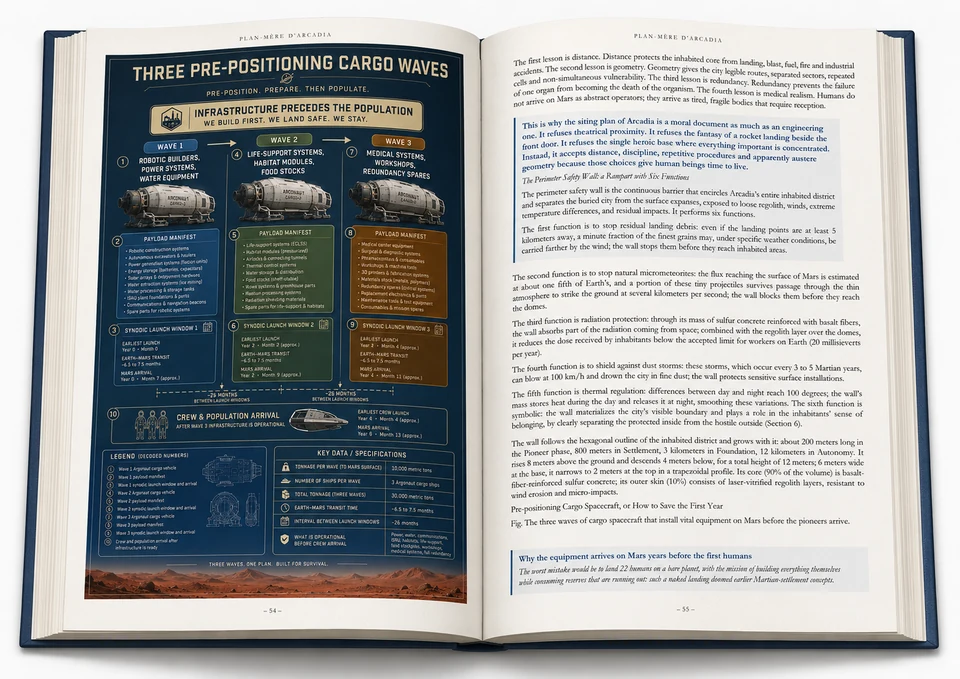 Cargo waves and phased logistics for the growth of a permanent settlement.