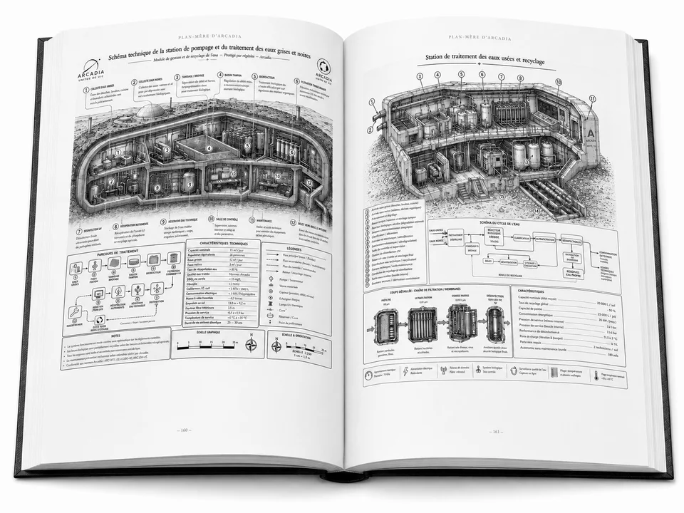 Plans et schémas techniques des habitats, réseaux et infrastructures.