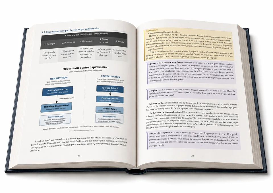 Comparaison schématique entre répartition, capitalisation et solutions hybrides.