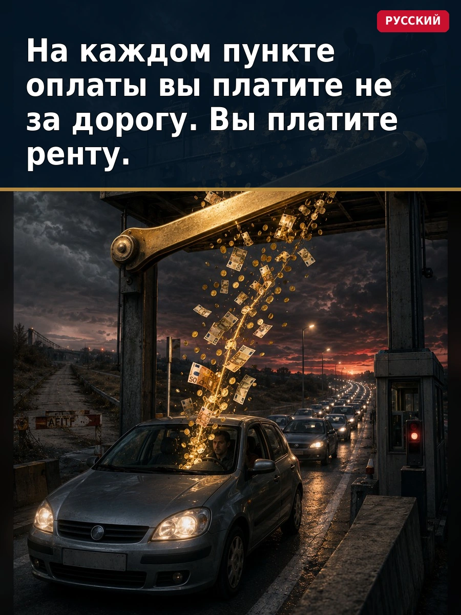 На каждом пункте оплаты вы платите не за дорогу. Вы платите ренту.