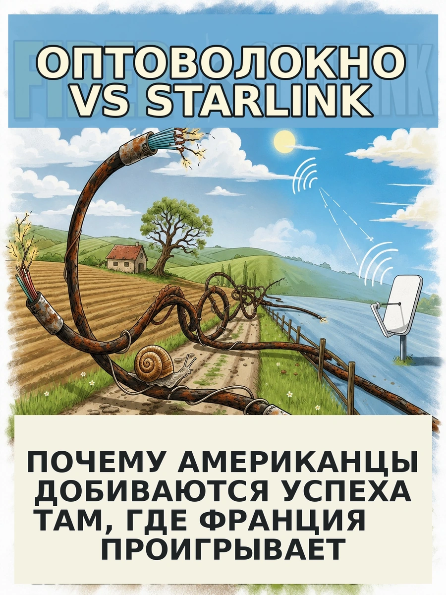 Оптоволокно против Starlink: там, где Франция терпит неудачу