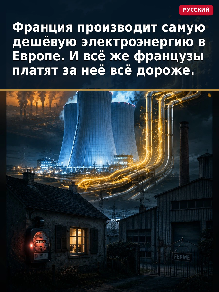 Франция производит самую дешёвую электроэнергию в Европе. И всё же французы платят за неё всё дороже.