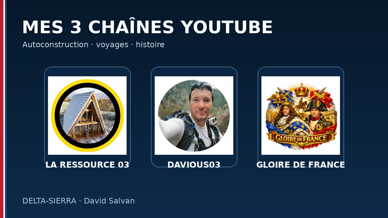 Les trois chaînes YouTube principales de David Salvan