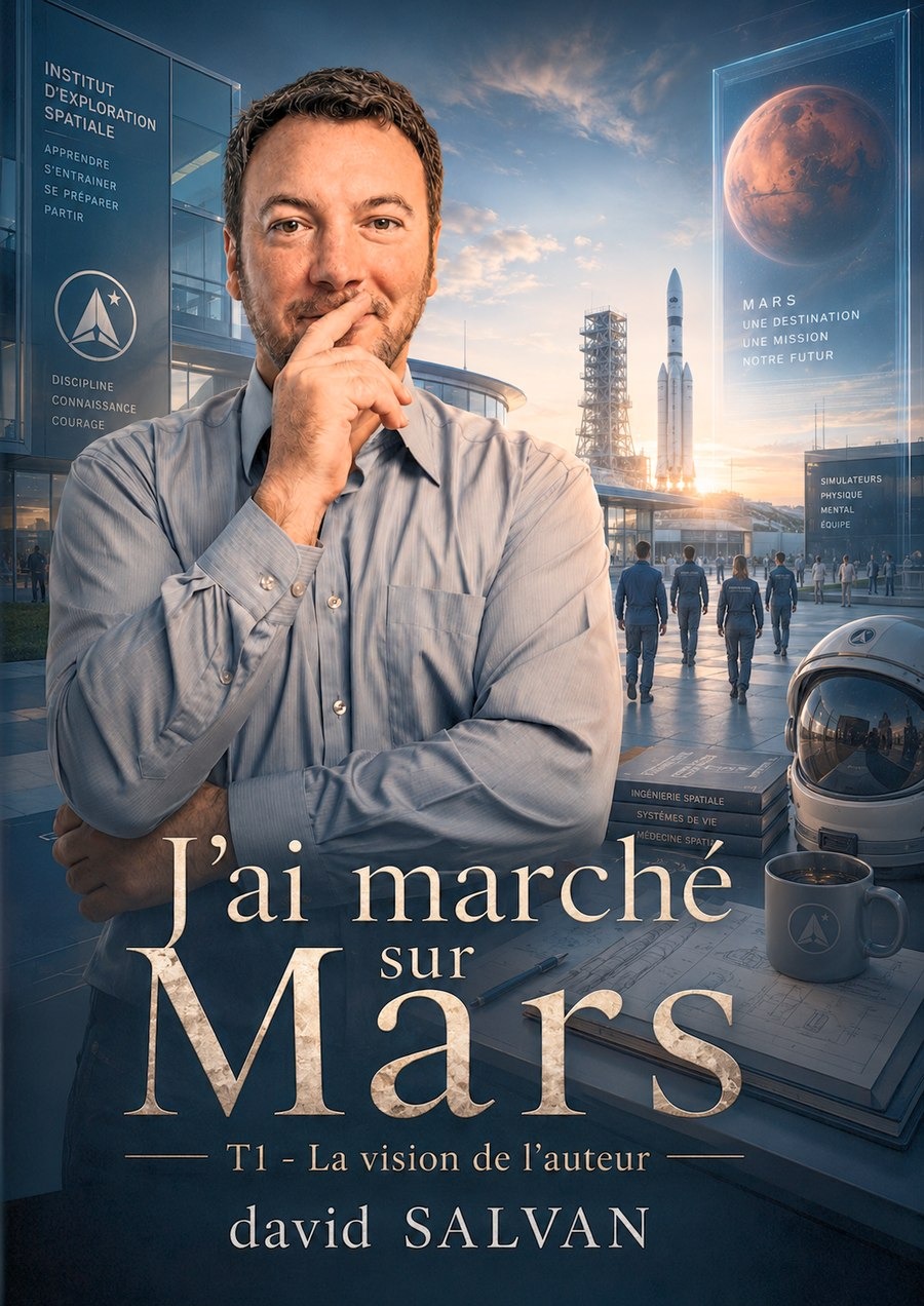 Couverture de J’ai marché sur Mars — T1 : La vision de l’auteur, de David Salvan.