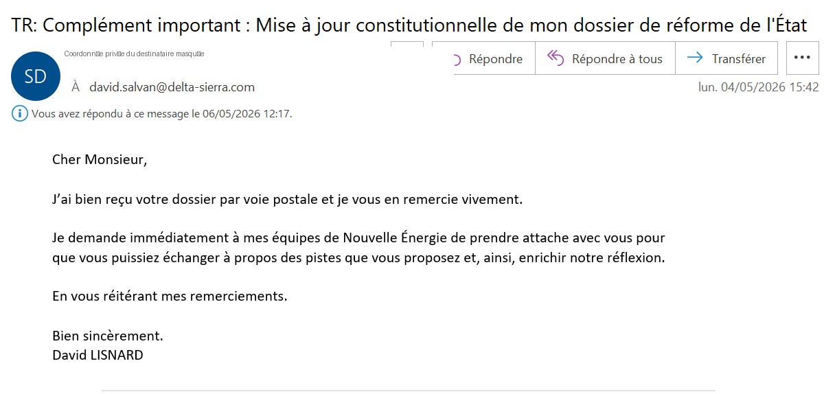 Capture de la réponse : David Lisnard — 4 mai 2026