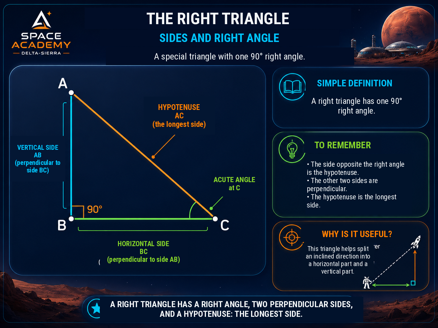 Technical illustration 024 for AM-01.07 — Angles, sine and cosine: understanding a slanted direction