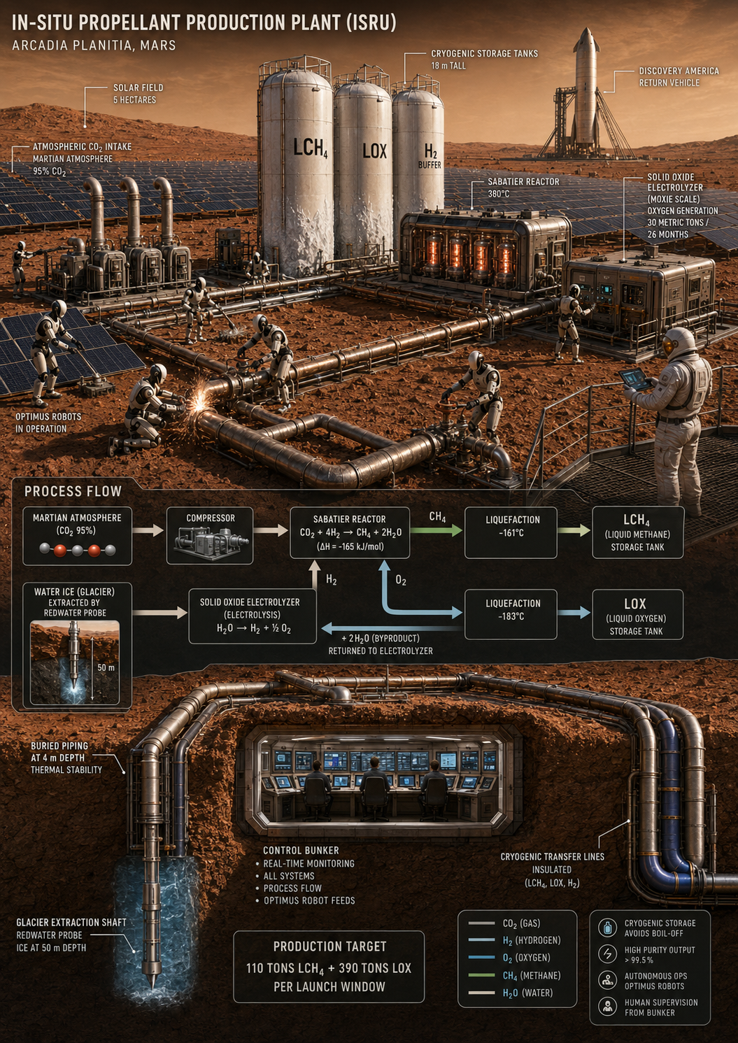 Technical illustration 172 for ISRU industrial chain: excavation, processing, quality control and storage