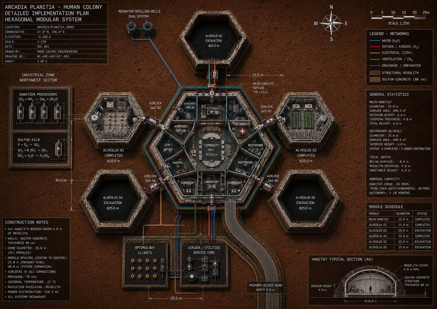 Technical illustration 177 for Pressurized zoning: compartmentalizing the habitat and preparing expansion