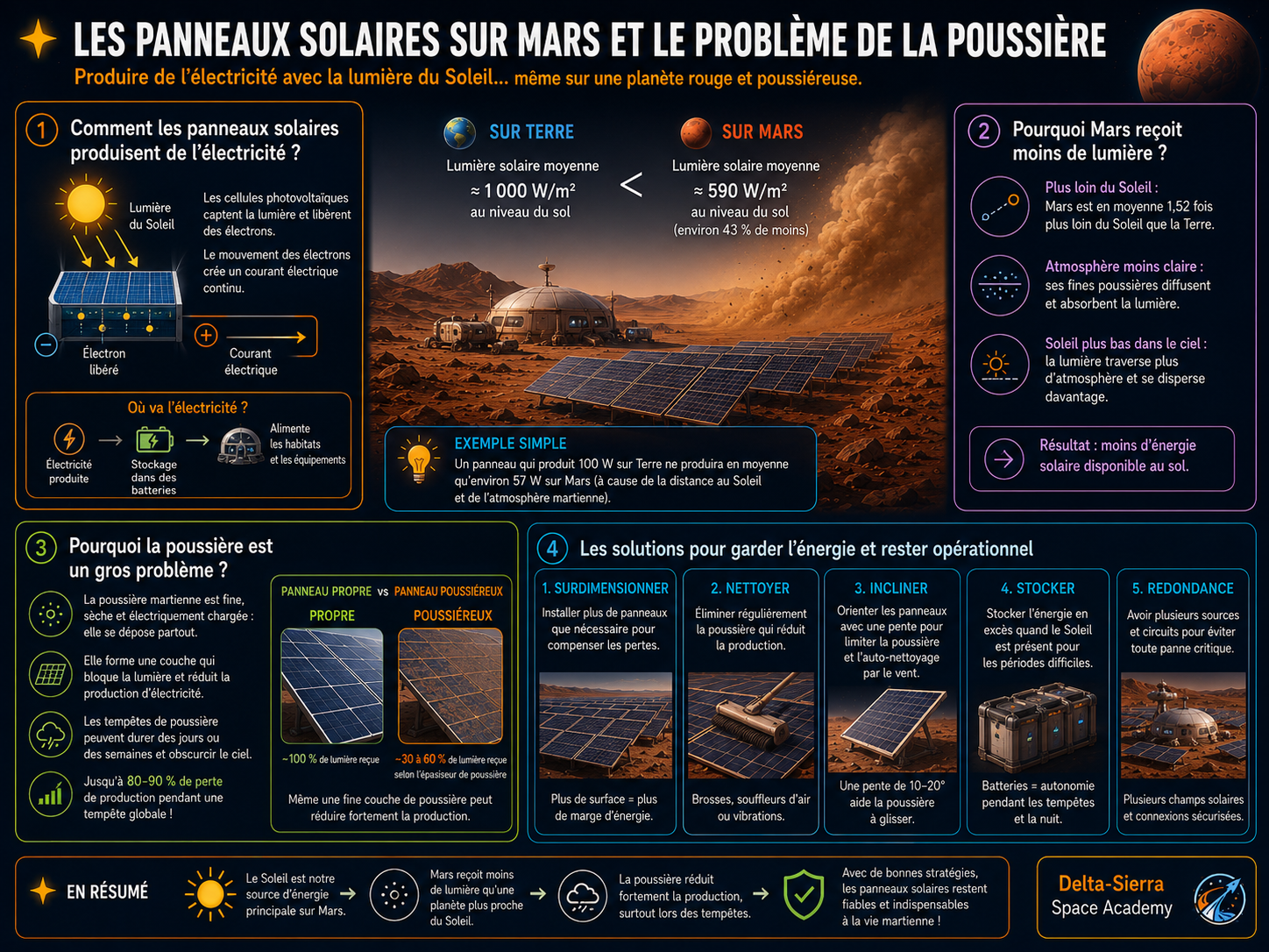 Panneaux solaires et poussière martienne