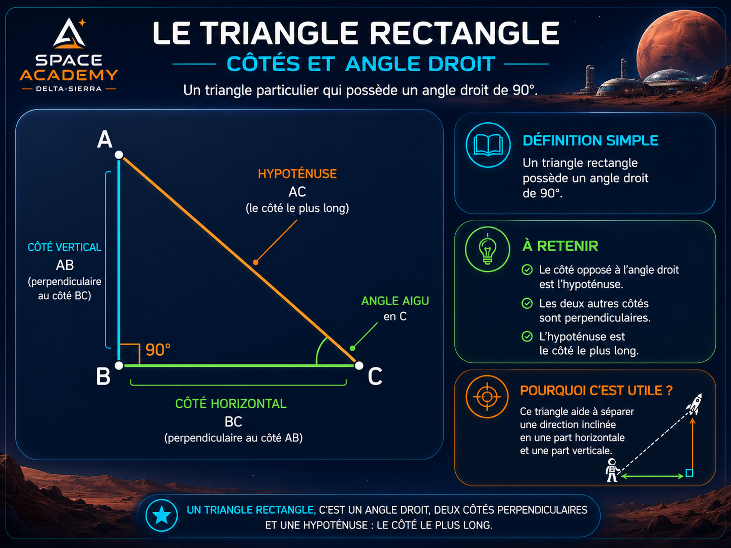 Triangle rectangle — côtés et angle droit