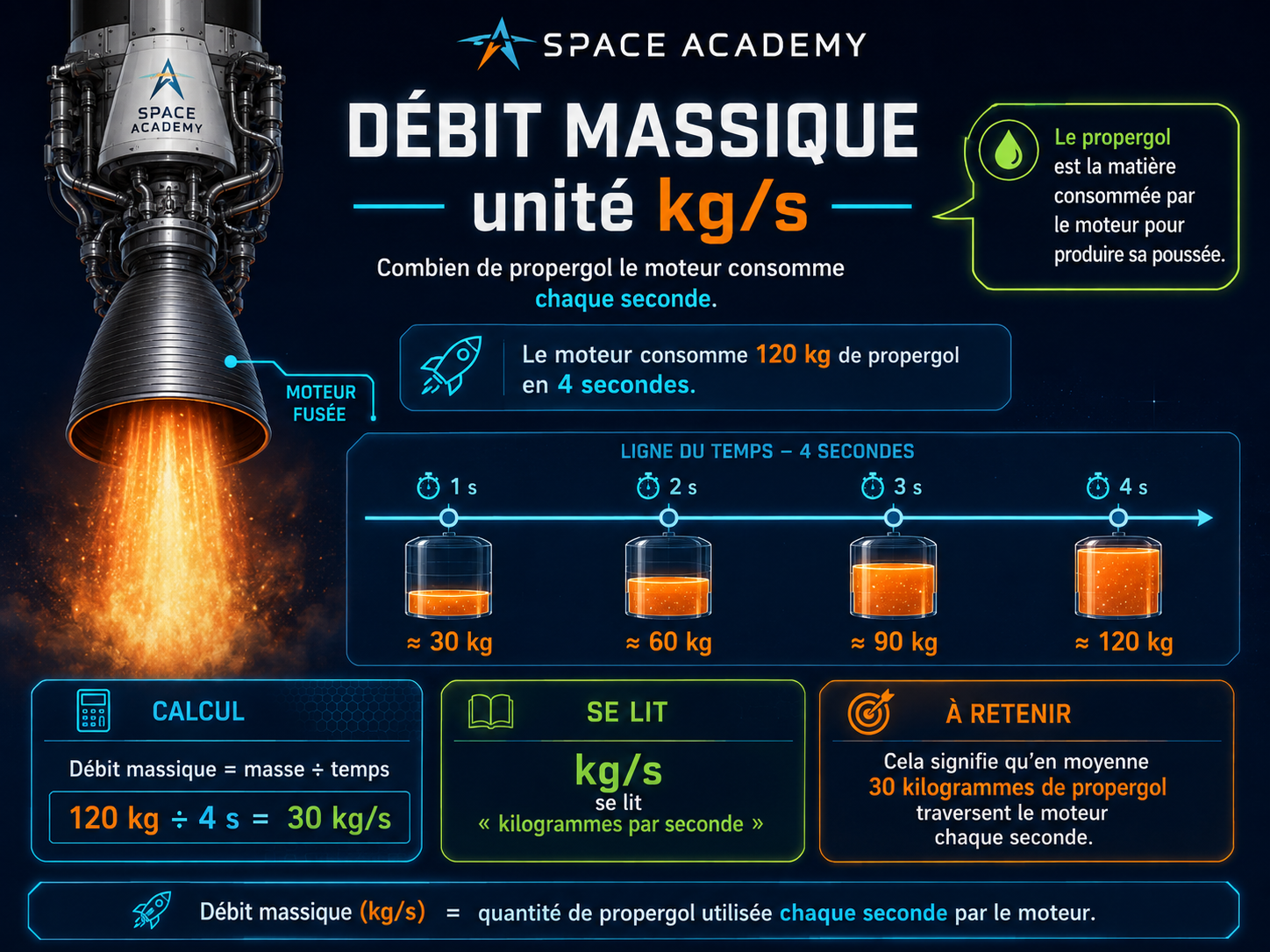Débit massique en kg/s
