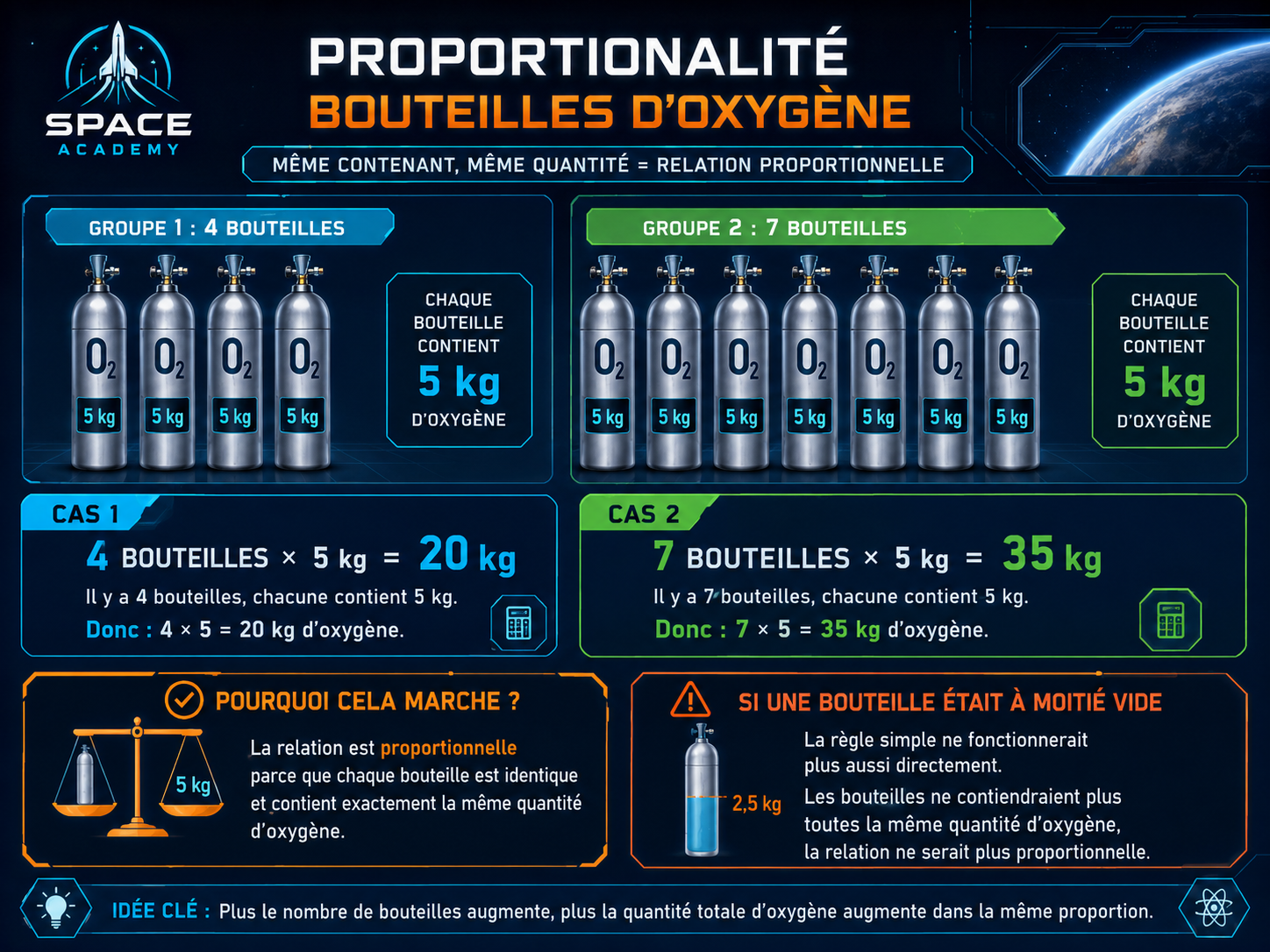 Proportionnalité — bouteilles d’oxygène