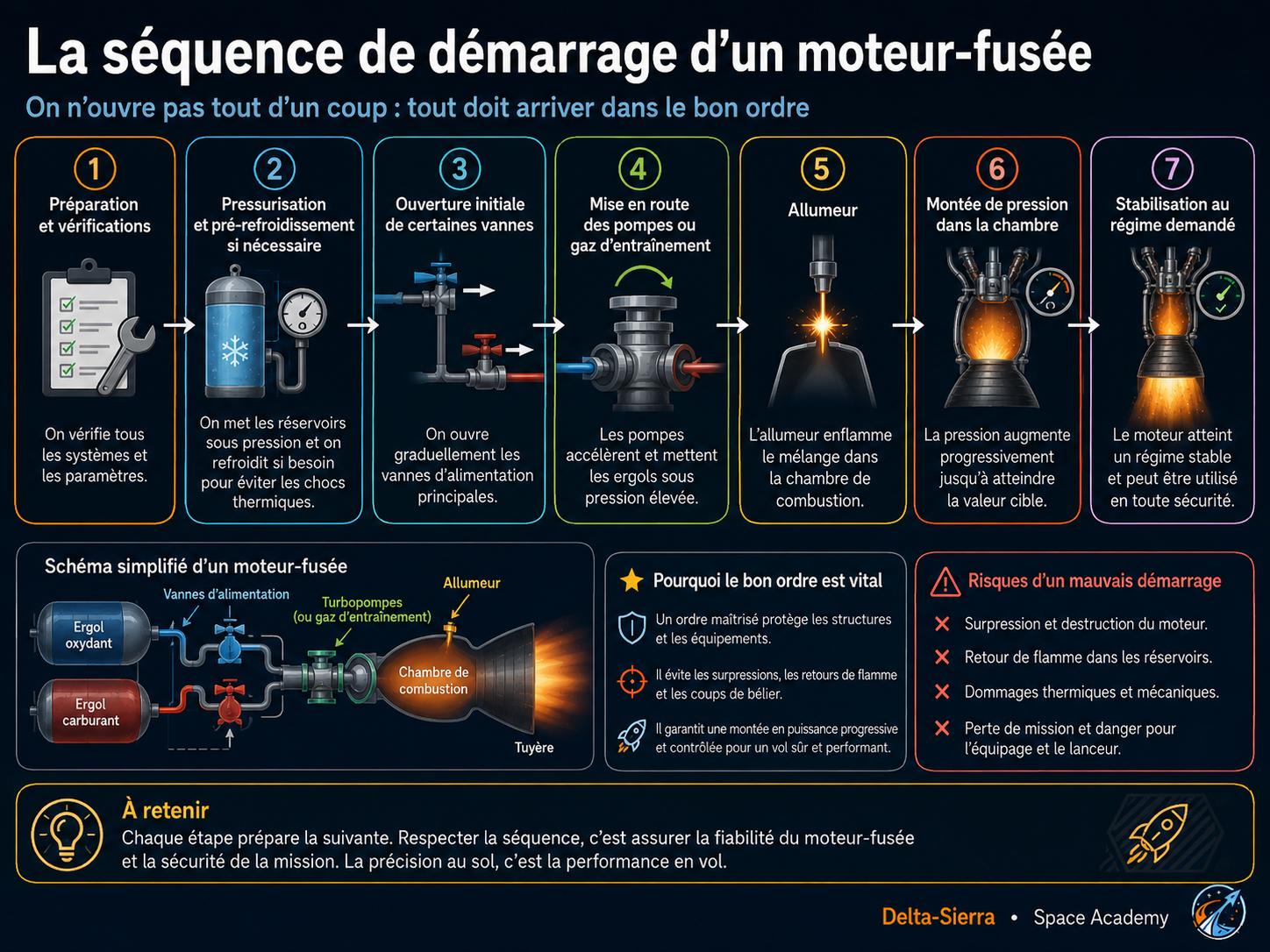 Séquence de démarrage d’un moteur-fusée