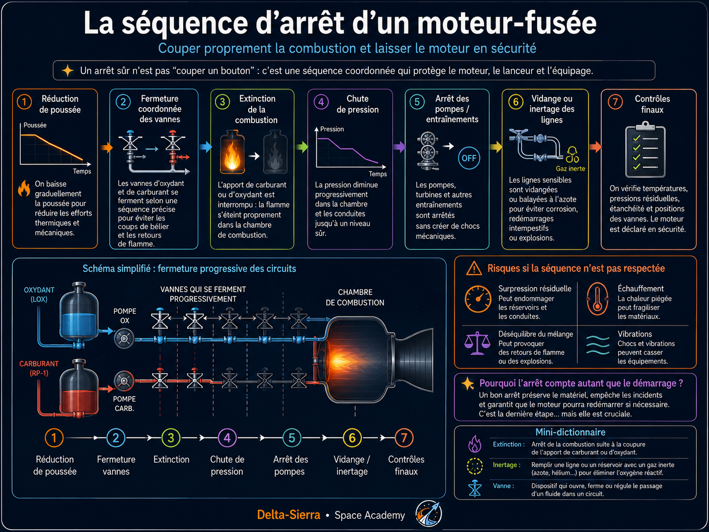 Séquence d’arrêt d’un moteur-fusée