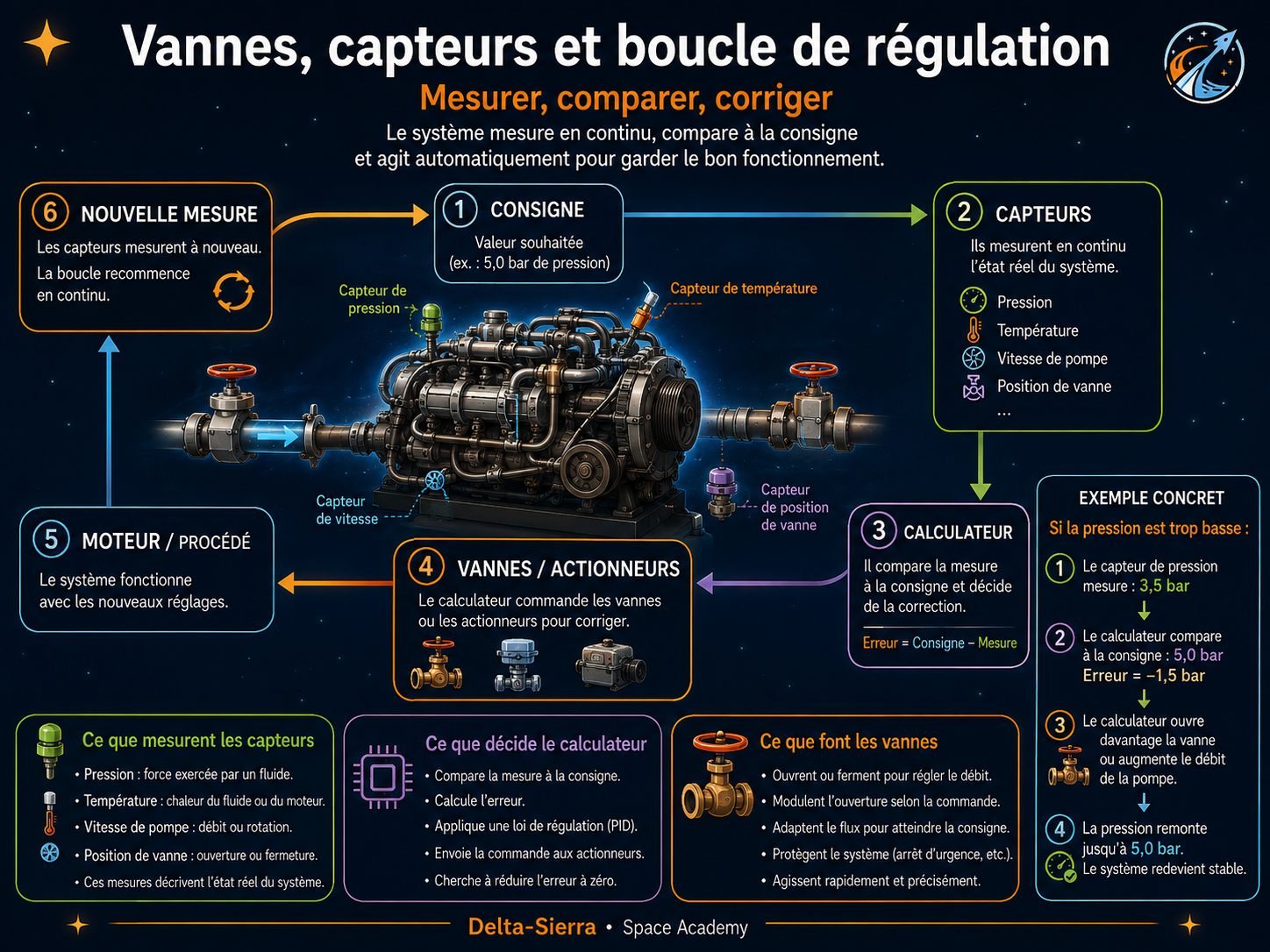 Vannes, capteurs et boucle de régulation