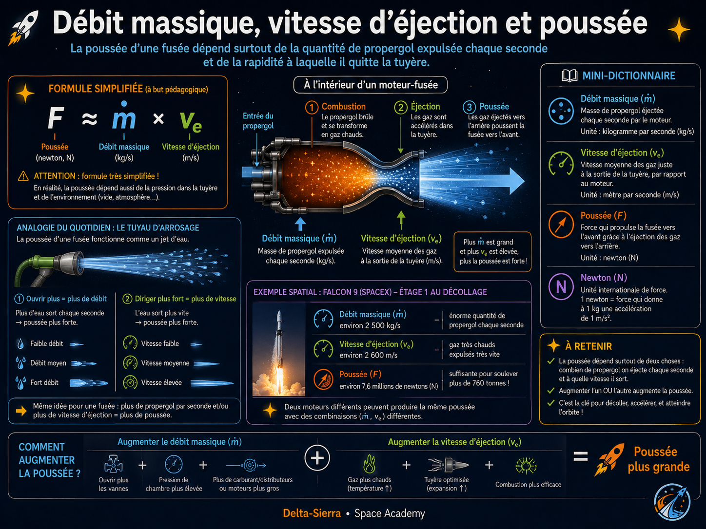 Débit massique, vitesse d’éjection et poussée