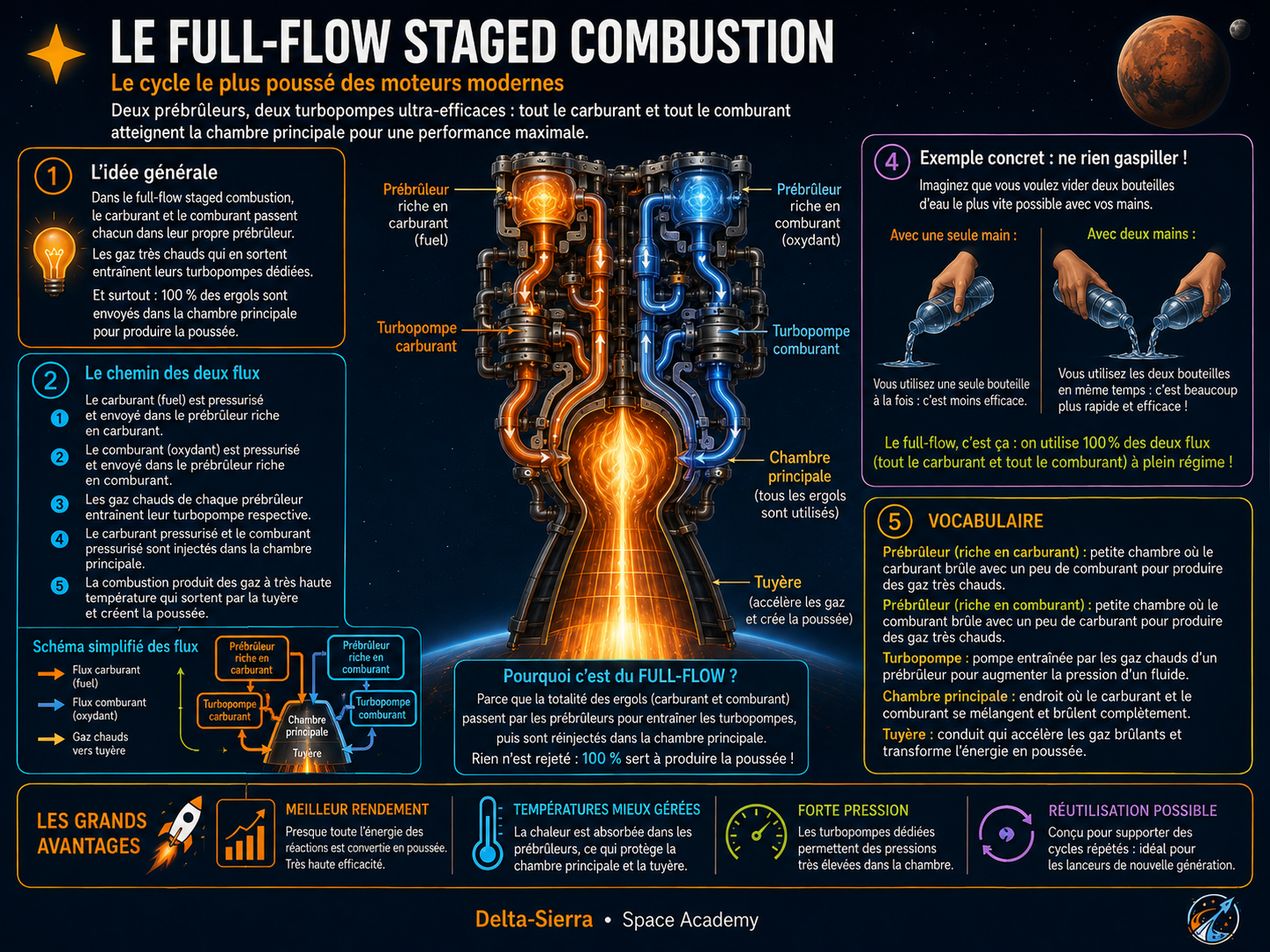 Cycle full-flow staged combustion