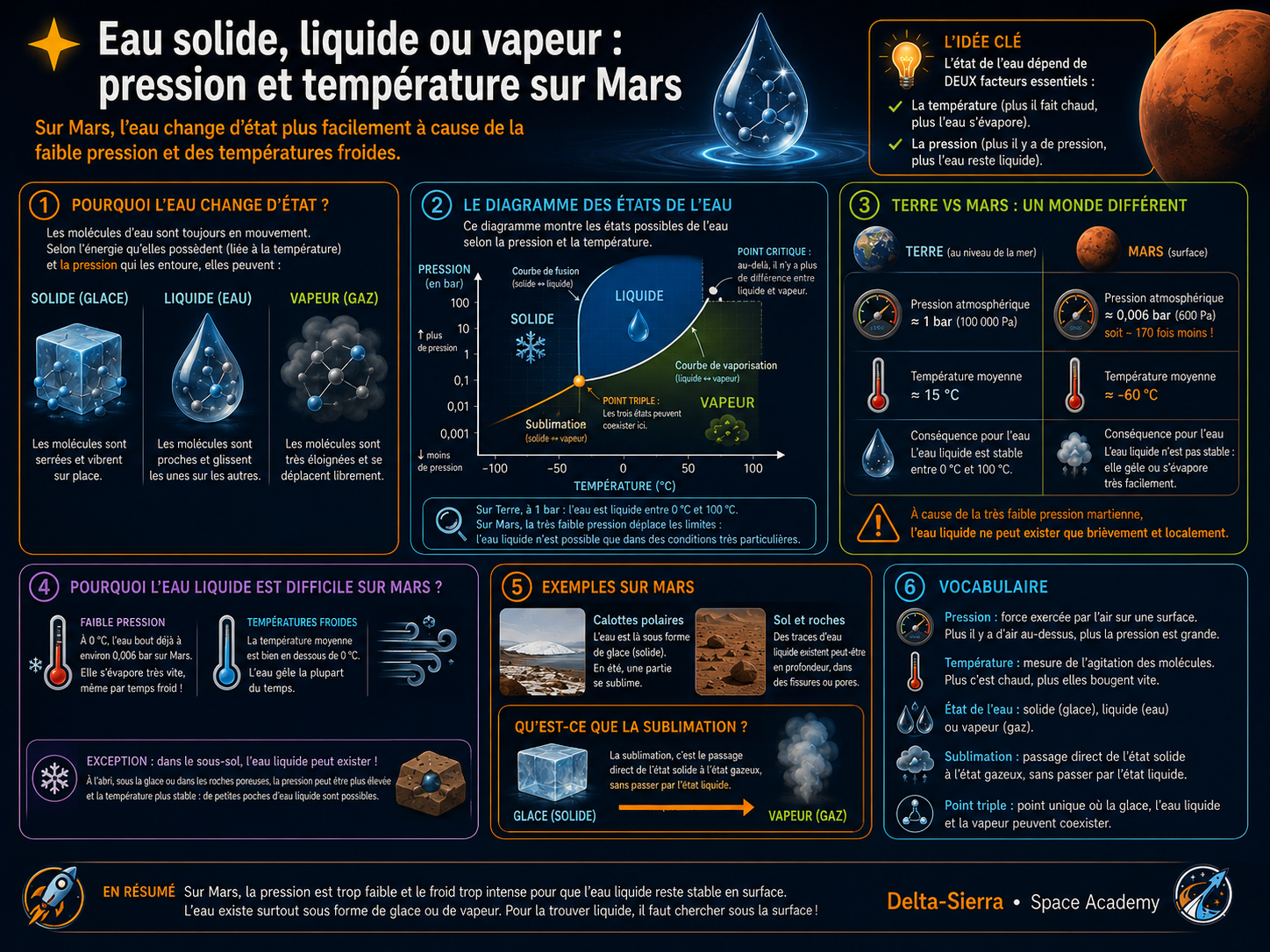 États de l’eau, pression et température