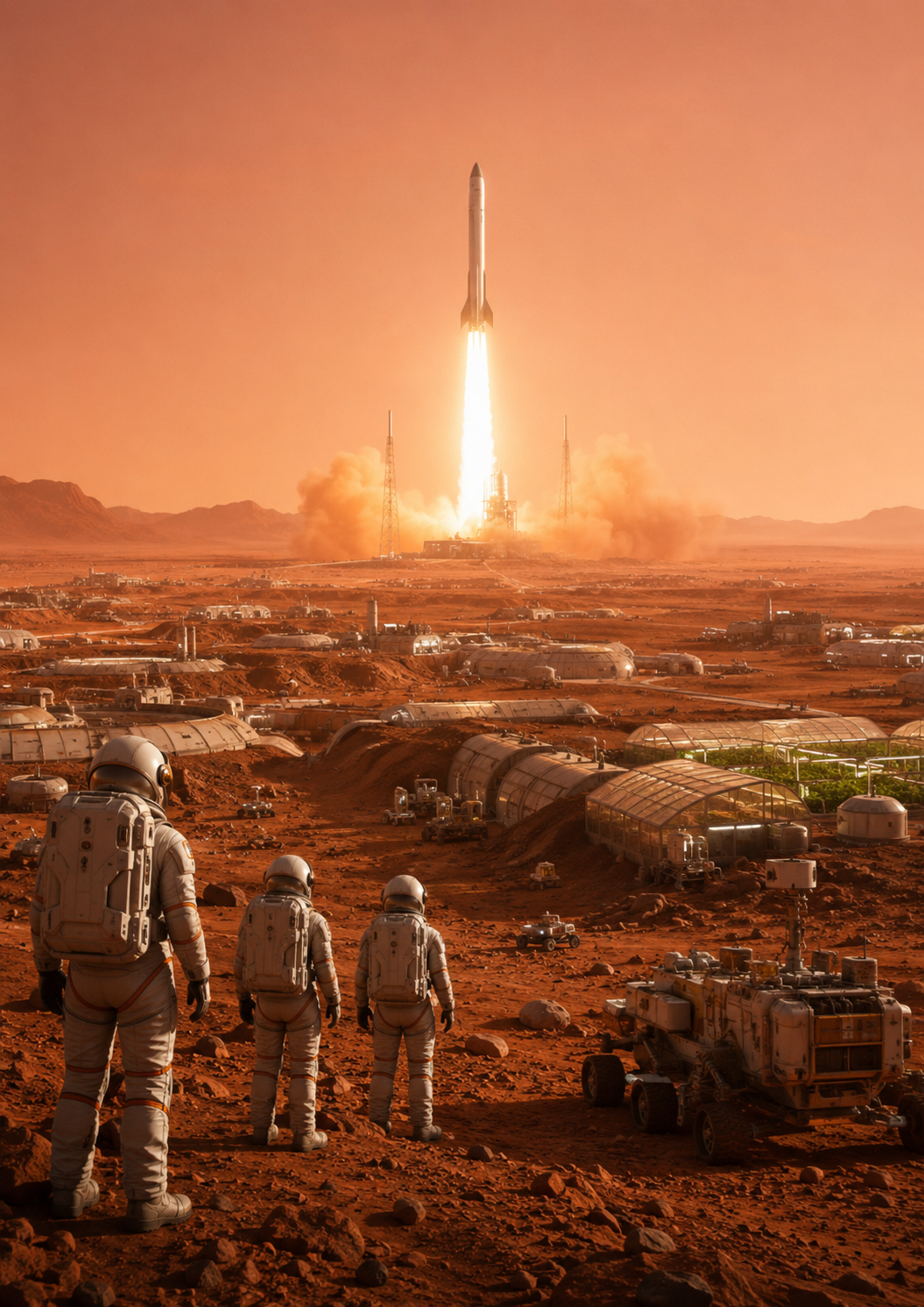 Départ d’un véhicule depuis une base martienne