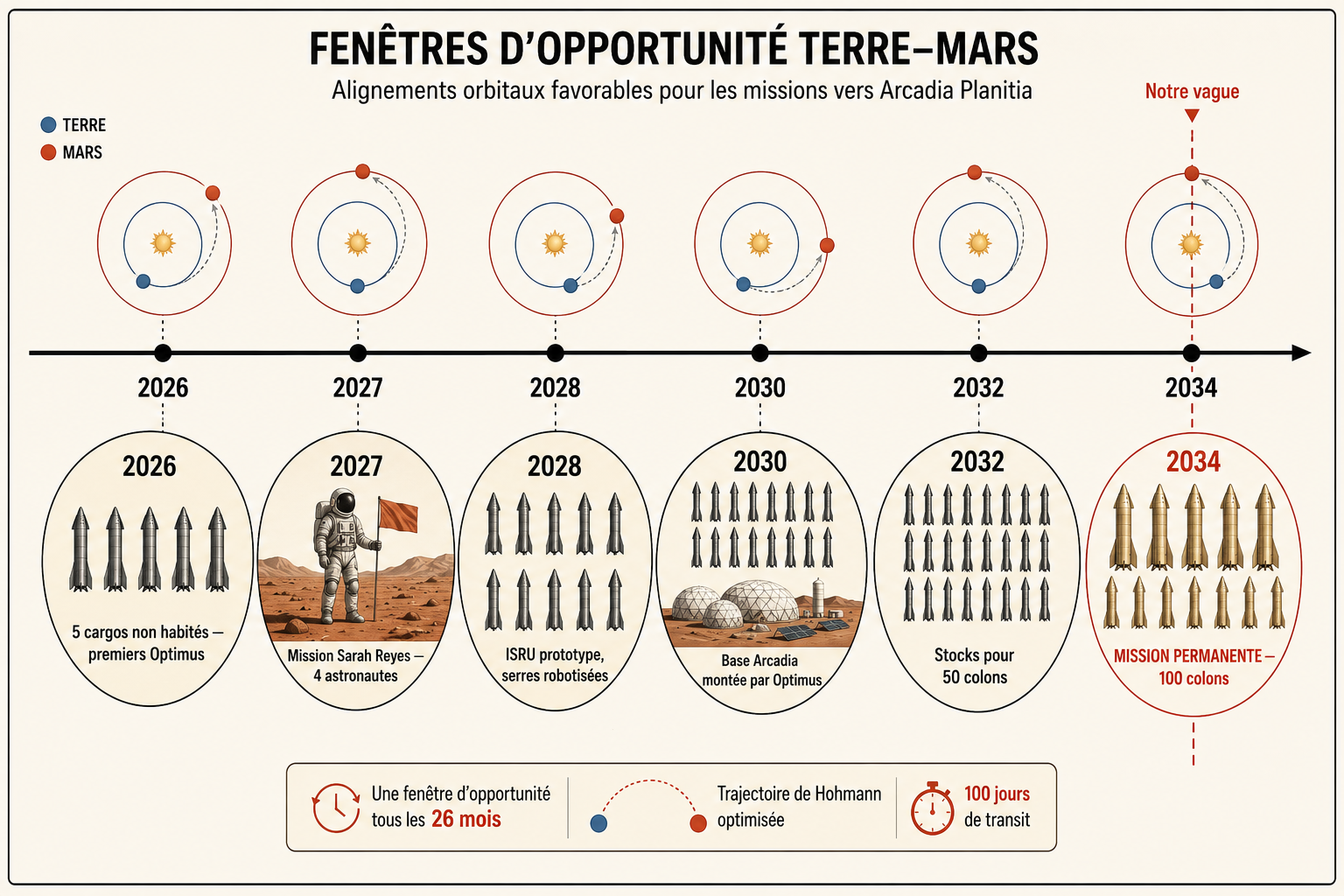 Fenêtres d’opportunité Terre–Mars
