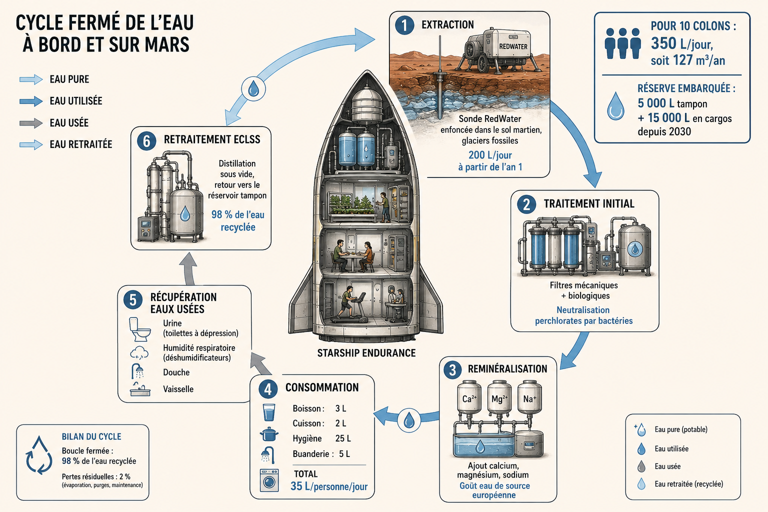 Vaisseau habité Terre–Mars — architecture