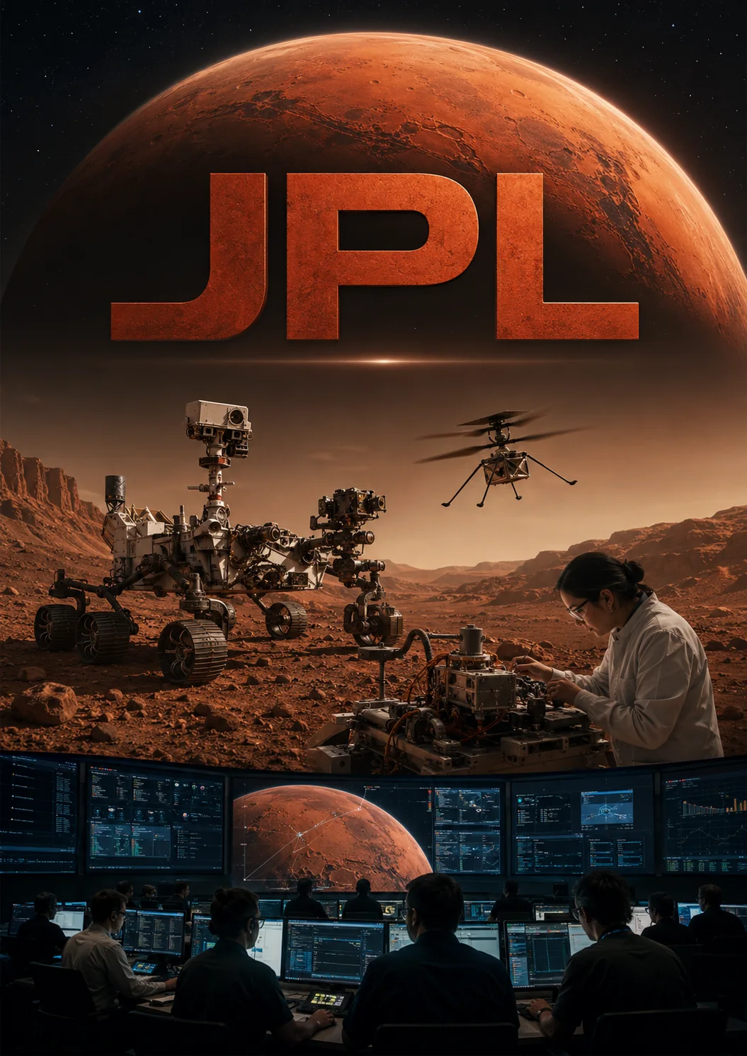 Illustration contextuelle du JPL et de l’exploration robotique interplanétaire.