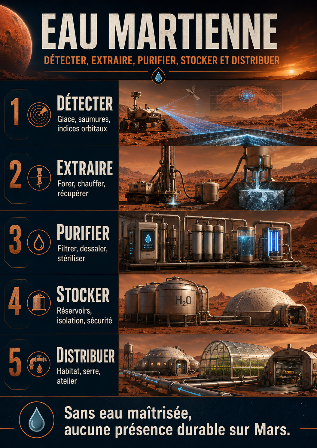 Production d’eau sur Mars.