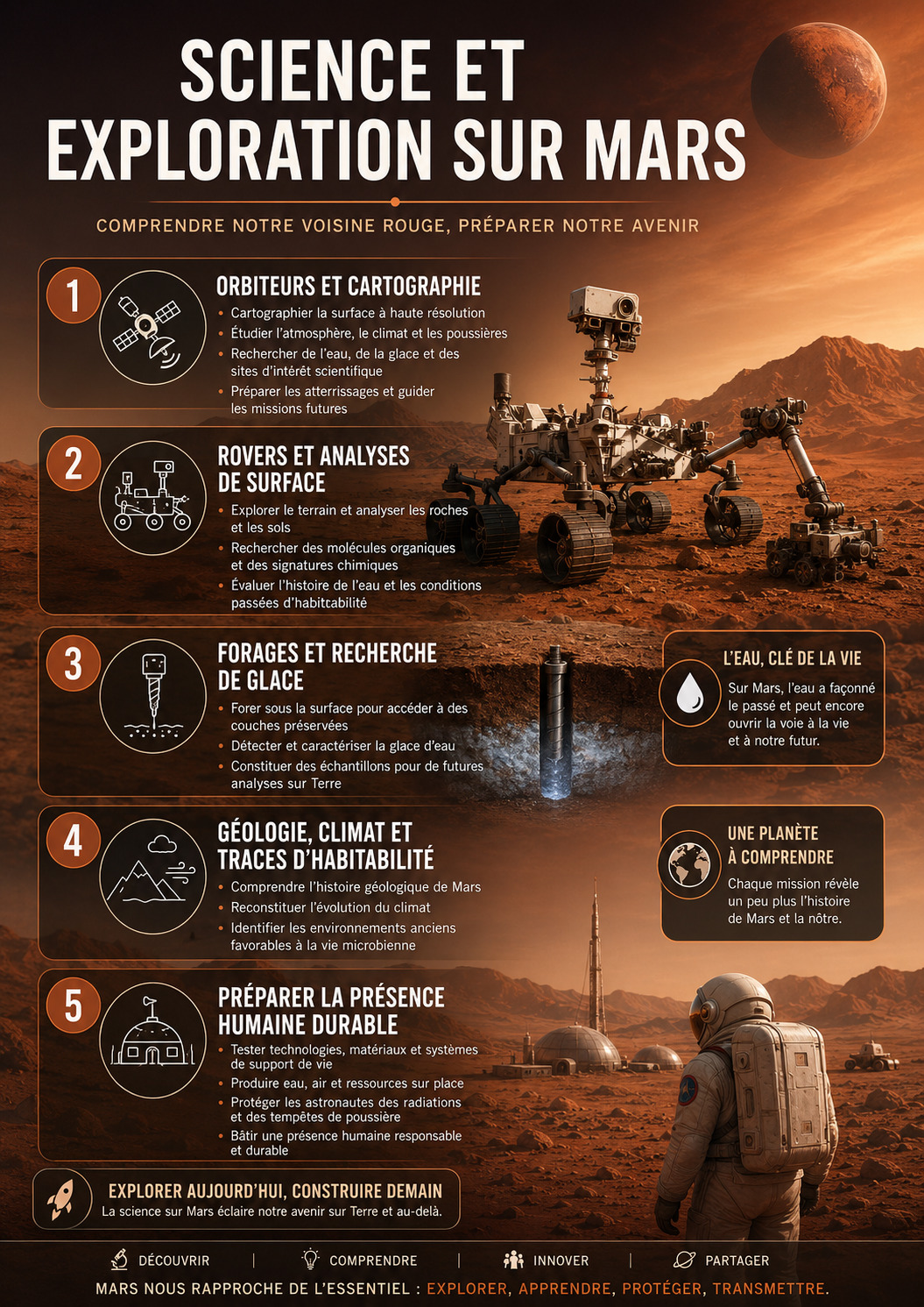 Science et exploration sur Mars : comprendre la planète rouge et préparer l’avenir.