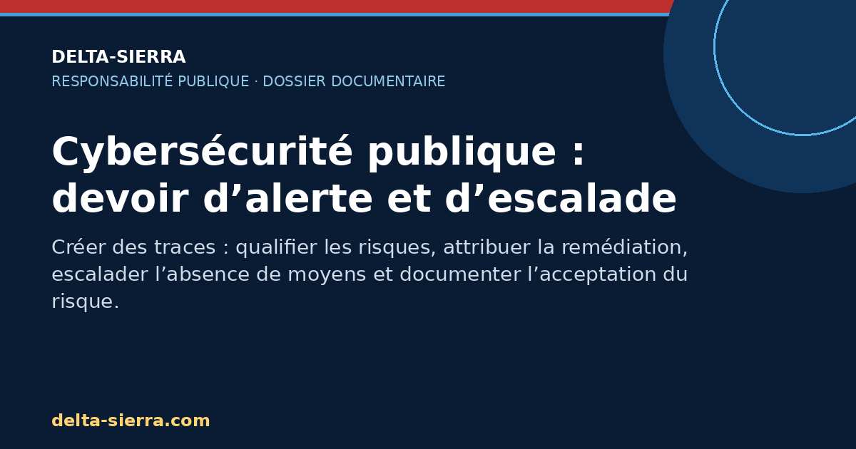 Cybersécurité publique : devoir d’alerte et d’escalade