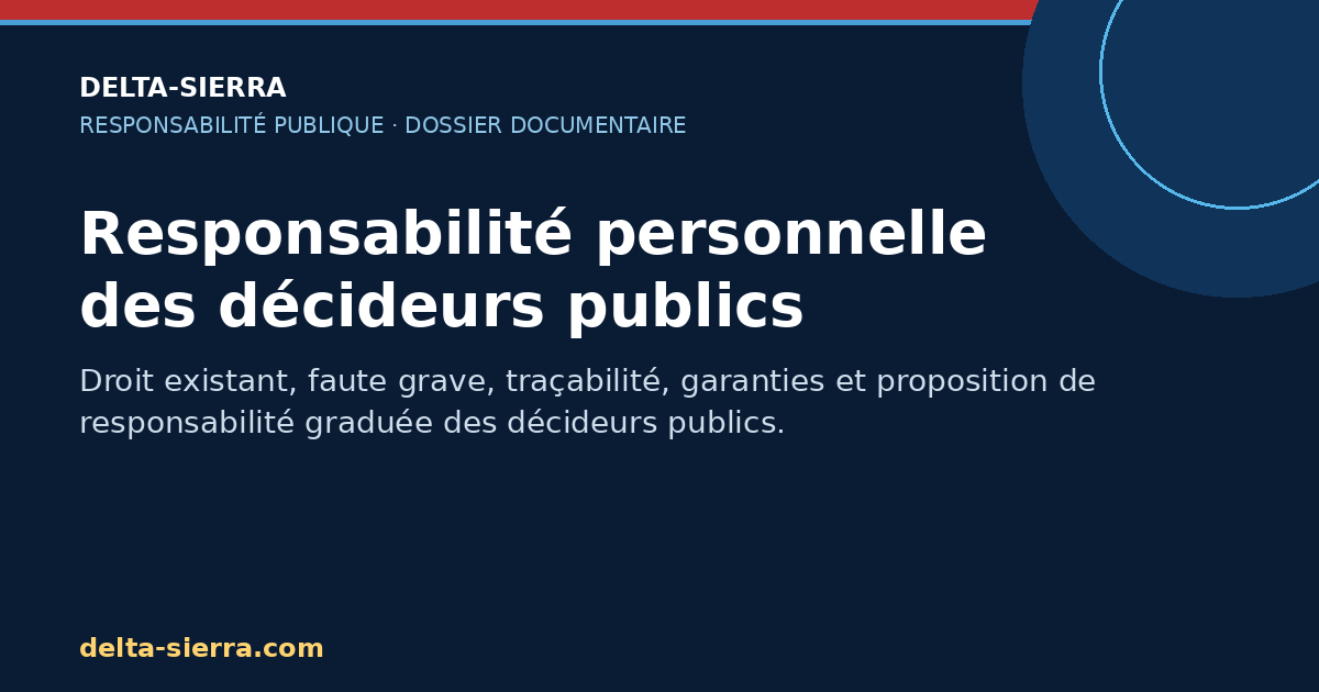 Responsabilité personnelle des décideurs publics