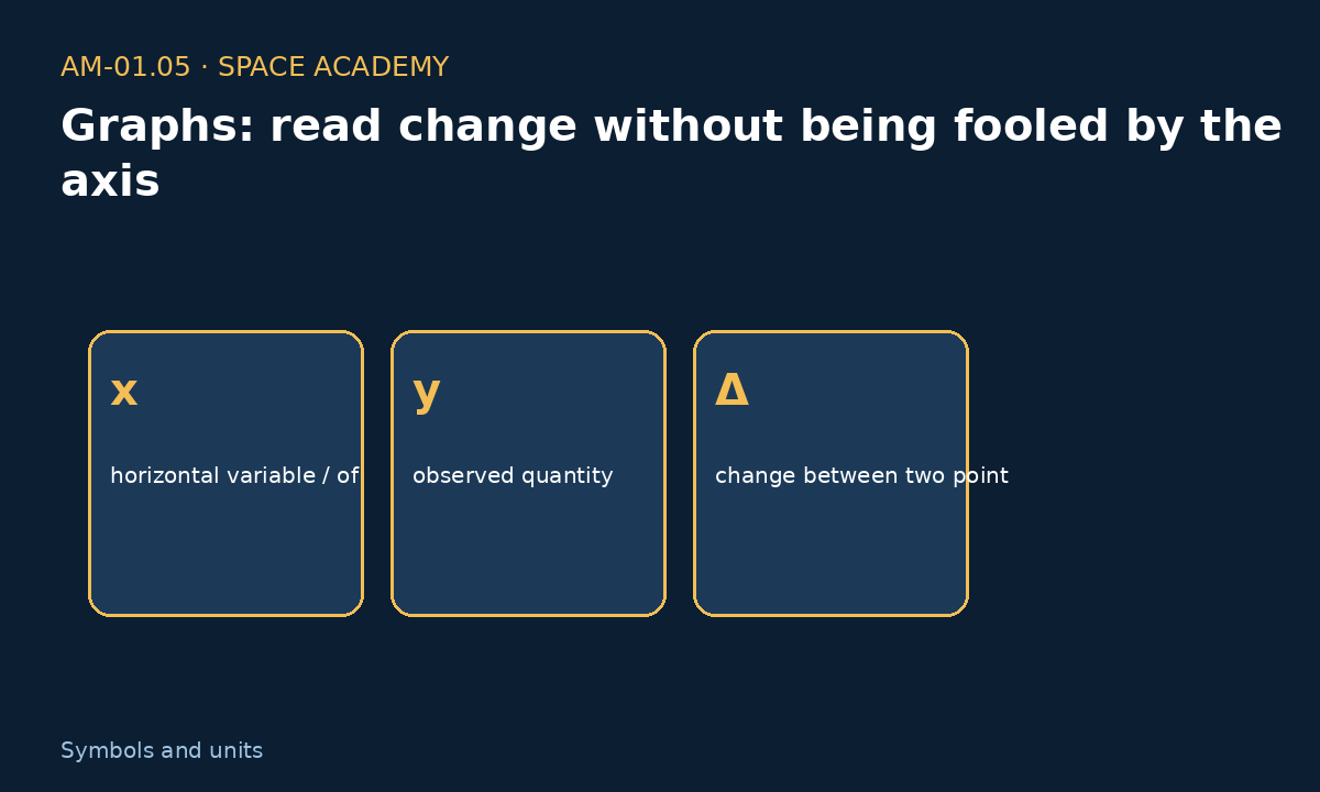 Learning diagram 2: 2 — How to read the symbols and units — Graphs: read change without being fooled by the axis