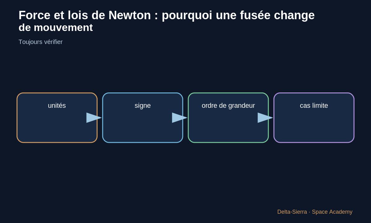 Contrôle : objet étudié, forces réelles, sens, unités et résultante.