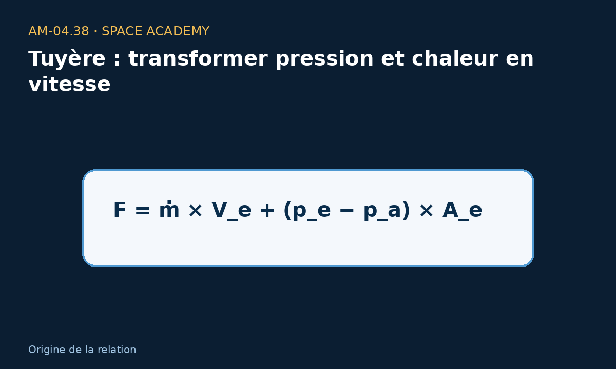 Schéma pédagogique 3 : 3 — D’où vient la relation ? — Tuyère : transformer pression et chaleur en vitesse