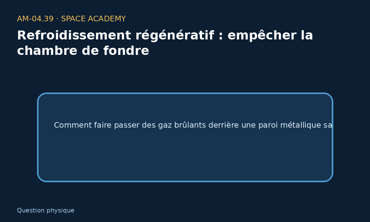 Schéma pédagogique 1 : 1 — La question physique — Refroidissement régénératif : empêcher la chambre de fondre