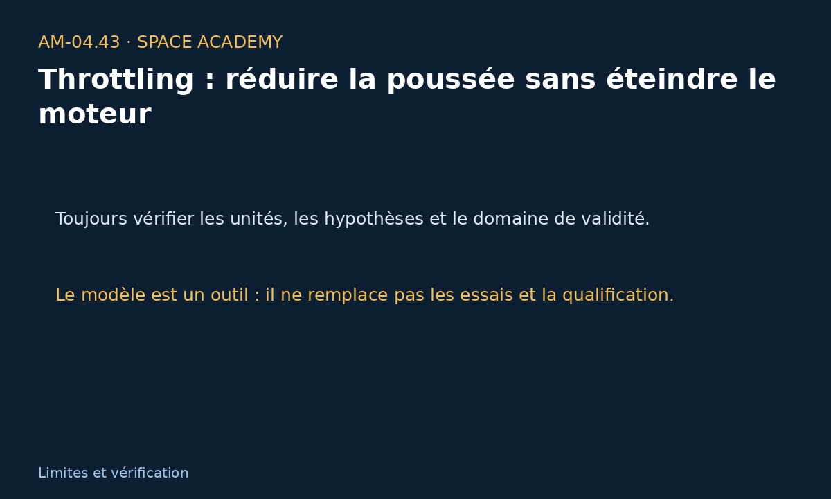 Schéma pédagogique 5 : 7 — Sensibilité, calcul inverse et contrôle du résultat — Throttling : réduire la poussée sans éteindre le moteur