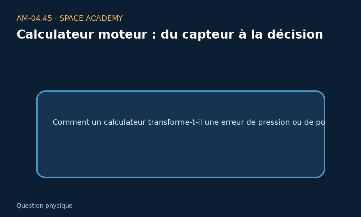 Schéma pédagogique 1 : 1 — La question physique — Calculateur moteur : du capteur à la décision